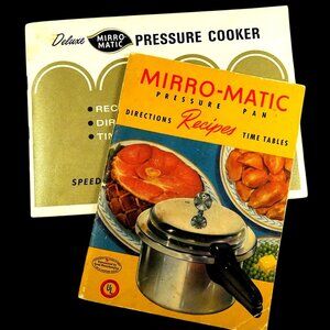 Mirro-Matic Pressure Cooker Booklets, 1947 & 1958 Recipes, Midcentury Cookware